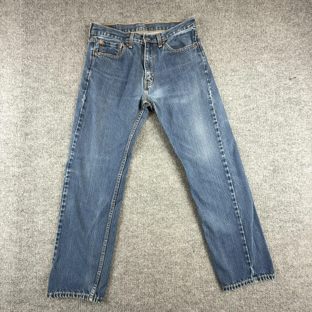 Levis 501 Jeans Mens 32x28 Blue Regular Straight Leg Medium Wash Denim Pants